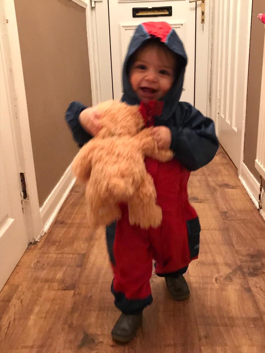 EMAHPInfo's tweet photo. We’ll be off the radar for a few days up north but this little girl is ready for the cold weather! She’s delighted with this winter suit hand-me-down from @lauracamphysio Teddy might need an extra few layers though! #FamilyTime #CoraMae https://t.co/F7hknJsQyR