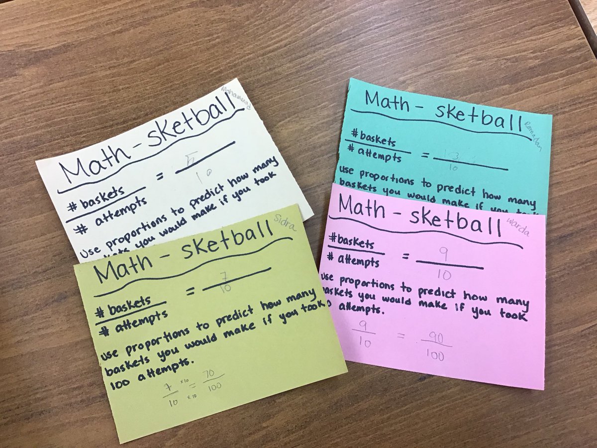 ms_s_mcewan's tweet photo. Learning about ratios and proportions by comparing our successful baskets to our number of attempts and making predictions. #thenextmichaeljordan #funfriday #mathforeverydaylife @TLKLife https://t.co/Ds3CfDlSnB