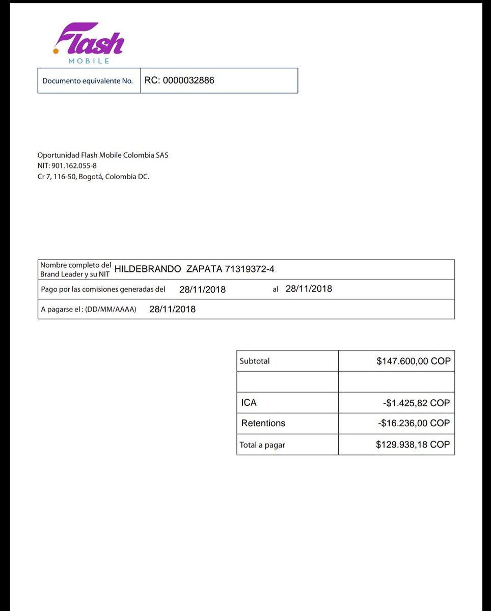 FlashMobileAnti's tweet image. Comparto mi primera bonificación como Brand Leader, una muestra de que hacer parte de Flash Mobile es una muy buena opción. ¿Quieres ganar dinero extra, promocionando un servicio que todos consumen a diario? ¿Sí?
Mayor información: 
Brand Leader Hildebrando Zapata
Cel:3183755569