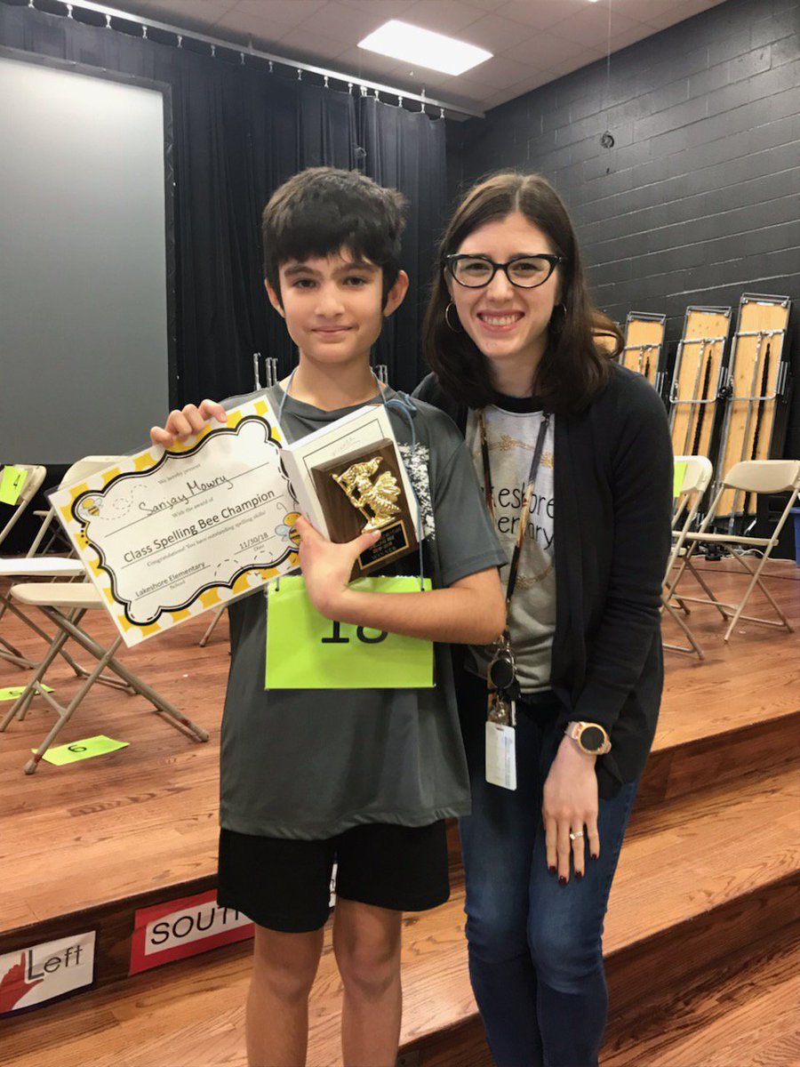 Congratulations to our Lakeshore spelling bee champion! I am so proud of my student, and a great job to all the participants! #leopardspotting <a href="/HumbleISD_LSE/">Lakeshore Elementary</a>
