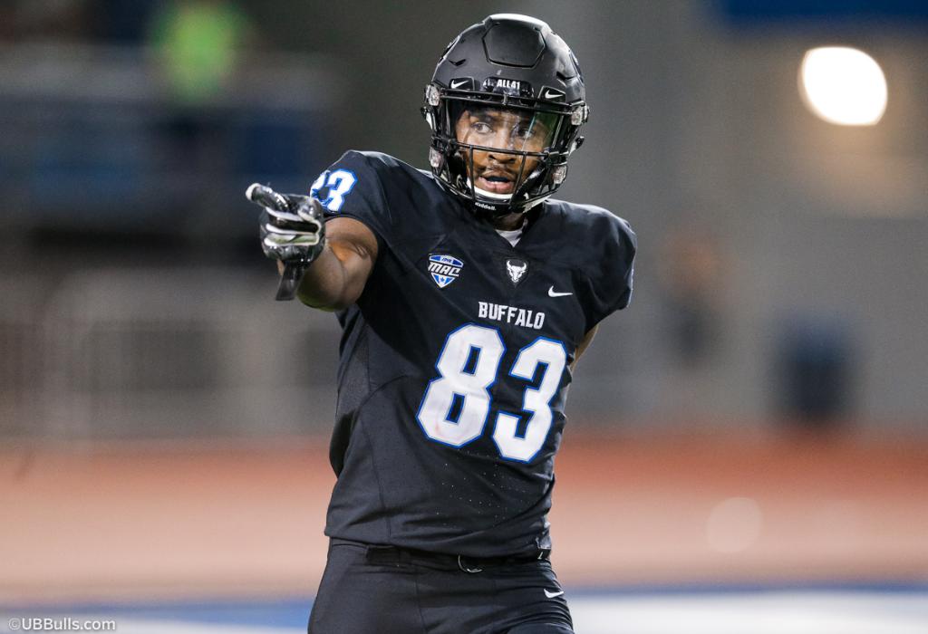 UB Wide Receiver, Anthony Johnson, pointing