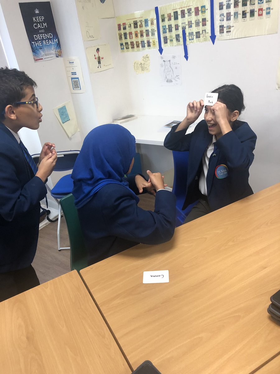 MrBoothY6's tweet photo. Had an absolute scream playing a SPAG version of ‘heads up’ today. Chn hold card against their heads and peers have to explain what it is without using the word(s) on the card. Great for recall, solidifying explanations and ironing out misconceptions. https://t.co/Z9CflYciUn