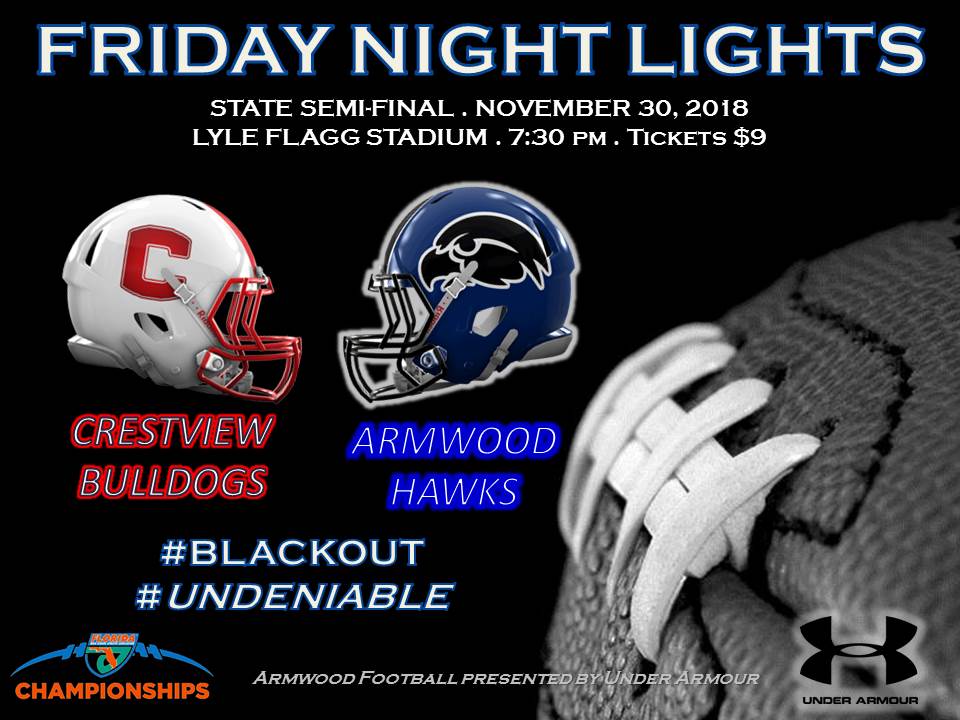 armwoodpressbox's tweet photo. STATE SEMI-FINALS TONIGHT!!! If you aren't at this game making noise for the HAWKS...you have made the wrong decision on how to spend this Friday Night!!! #LetsGOOOOOO #AirRaid #GroundGameStrong #SpecialTeamsAreSpecial #60min2Orlando #Hawks https://t.co/FsEX11Xvbd