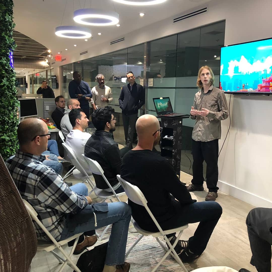4GeeksAcademy's tweet photo. Yesterday night we had such a great #4GeeksNight with our special guest Thomas Stone from MedSec! Thanks! Our next cohort is getting closer, are you interested in being a Full-Stack developer? Apply! #TimeToCode #4GeeksAcademy
.
.
#JavaScript #Reactjs #Python #CSS #HTML #Course https://t.co/BJCioUUTai