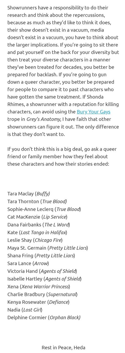ClexaEverywhere's tweet photo. @FrenchFriesHeda @DrLawyercop @kimshum @The100writers @shawnabenson 'Showrunners have a responsibility to do their research and think about the repercussions, because as much as they’d like to think it does, their show doesn’t exist in a vacuum, media doesn’t exist in a vacuum, you have to think about the larger implications.' @JusJuel https://t.co/G5x1AjKBl9