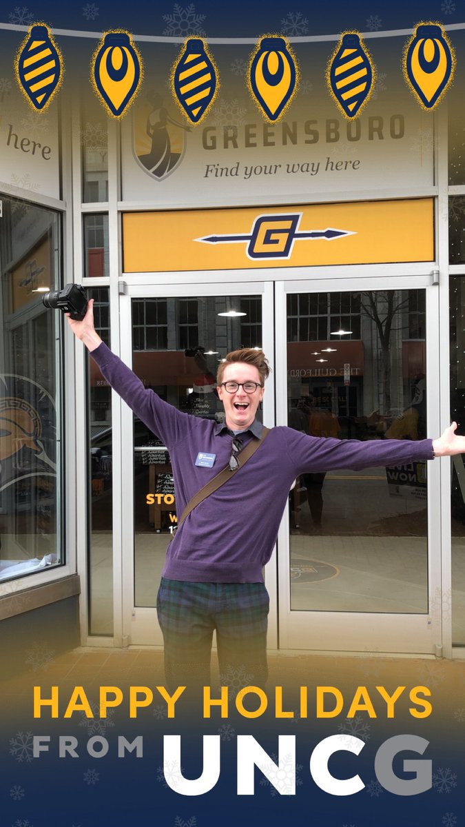 UNCG's tweet photo. The @UNCGBookstore Pop Up Shop in #dgso is open for business! Add our holiday filter to your snaps when you visit today. #UNCGWay #letsgoG @UNCGAlumni @UNCGAdmissions @greensborocity @DowntownGSO https://t.co/Q2QYPf7ABe