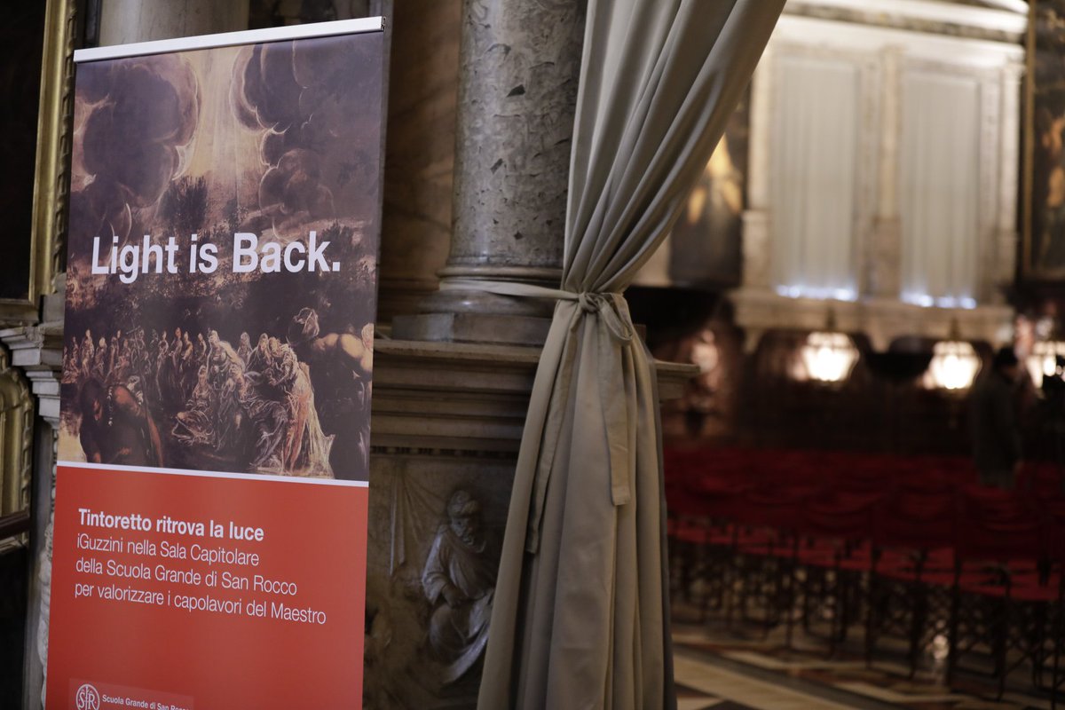 iGuzzini's tweet photo. From today, the Sala Capitolare of the Scuola Grande di San Rocco in Venice can be enjoyed in all its splendour thanks to intelligent solutions developed by iGuzzini +integrated by architect + lighting designer Alberto Pasetti Bombardella. #LightIsBack > https://t.co/d6vGAUzZUG https://t.co/UPP2d7BTHA