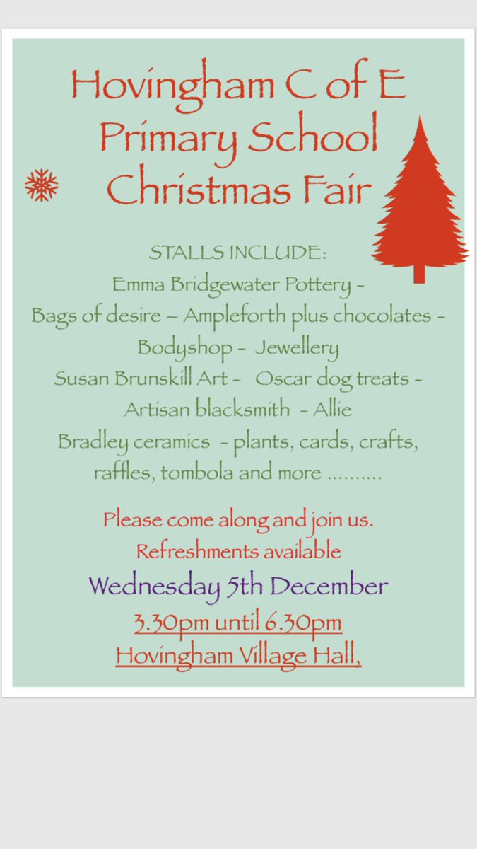 marypacitto1's tweet photo. Please join us all for Christmas shopping delights #hovingham #christmasfair #christmasshopping https://t.co/843zWWVAxv
