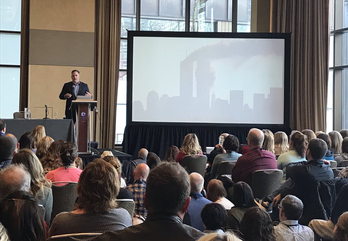Mslasmith12's tweet photo. Incredible first hand account of 9/11 from Keating Crown. How important to continue discussing relevance to a generation with no living memory of it. #powerful #inspired #NCSS2018 https://t.co/u6dOueYXIj