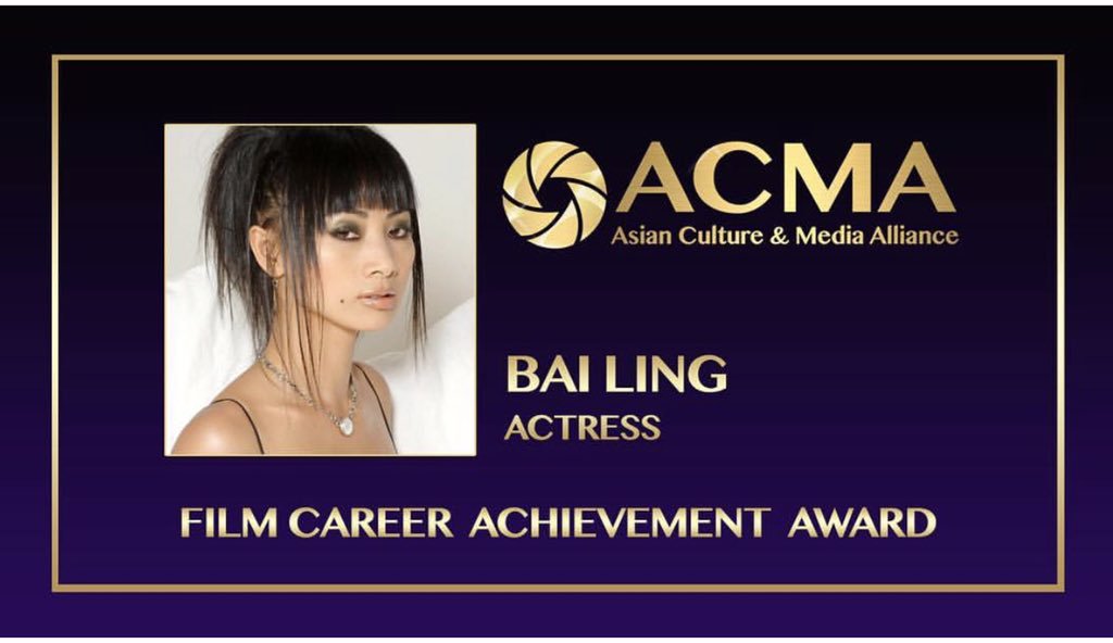 “Our final excellent award recipient beautiful&talented actress Bai Ling ‘ThankU4 honor of #prestigious #filmcareer #achievementaward #acma #acmawards #asianculture #hollywood 5thanniversary #mediaawards #gala instagram.com/p/Bq0CsoMB_ji/ @DailyMailUK  @XHNews #白灵 
#好莱坞 #bailing