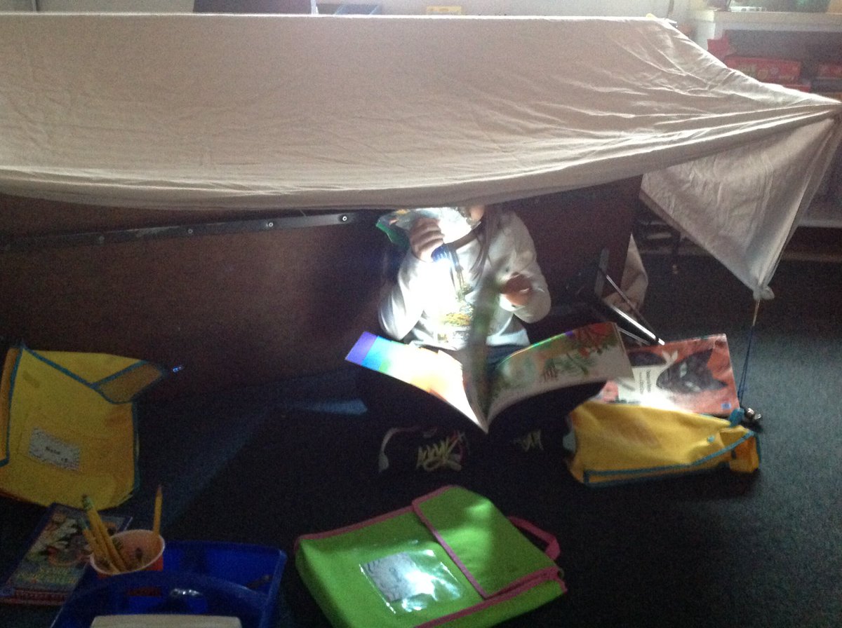 2room5's tweet photo. Reading by flashlight. We have some great readers! https://t.co/mJEd93zNiy