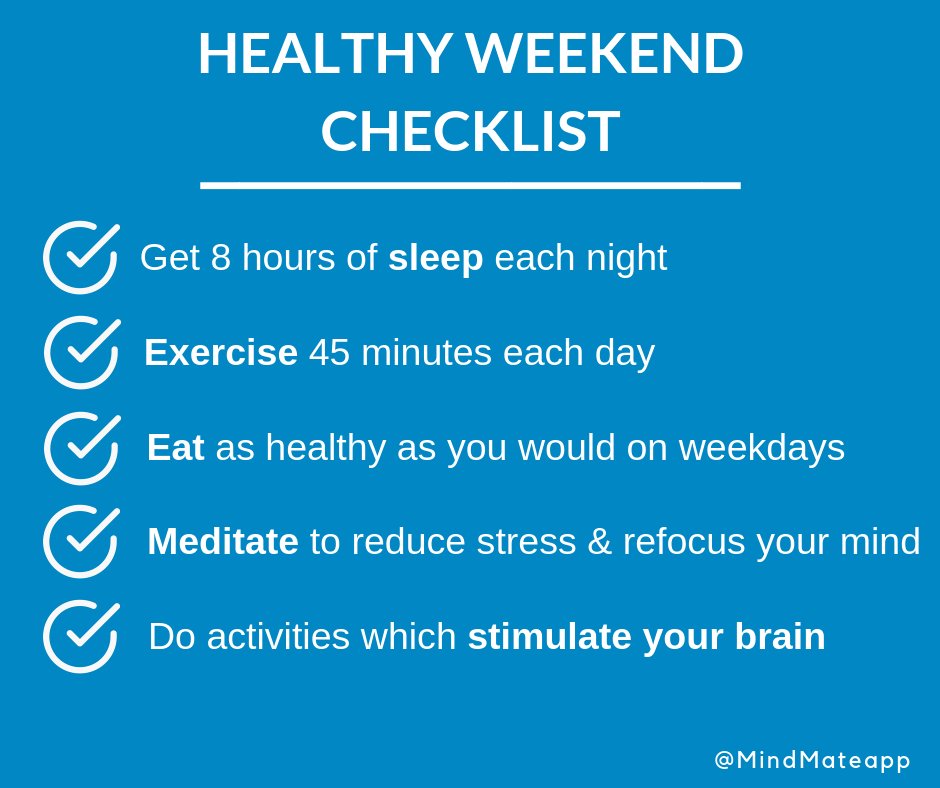 RT MindMateApp "Who's ready for the healthy weekend challenge?! 

Living a healthy lifestyle isn't just about Monday to Friday! 

#HealthyWeekend #FridayFeeling #Fitness #FitFam #DietPlan "