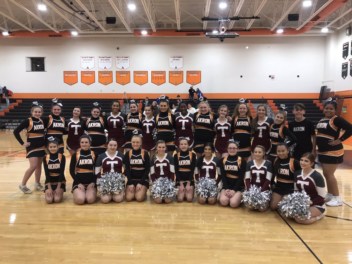 Akron_Cheer's tweet photo. Akron and @TonawandaCheer coming together after our game on Tuesday! #section6cheer @AkronHSSports https://t.co/6NKbxZ1v9D