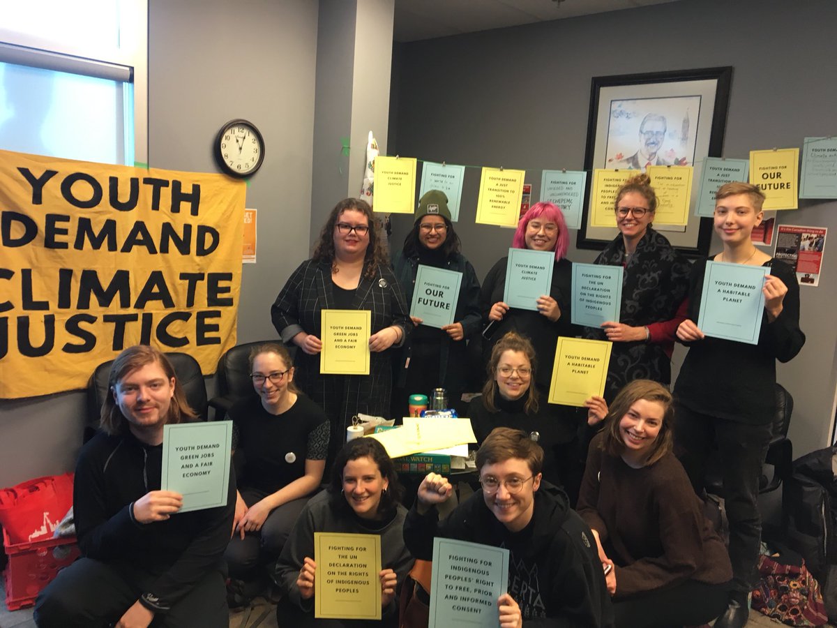 ICYMI a dozen youth are sitting in <a href="/SohiAmarjeet/">Amarjeet Sohi</a>’s office demanding he meet with us about our climate concerns and demands for a just transition. #YouthRising #keepitintheground <a href="/CBCEdmonton/">CBC Edmonton</a> <a href="/GlobalEdmonton/">Global Edmonton</a> <a href="/ctvedmonton/">CTV Edmonton</a>