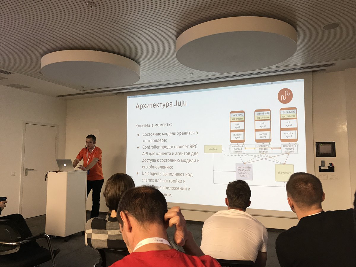 ezobn's tweet photo. @Canonical Dmitrii Scherbakov presenting juju charms during @OpenStack meetup Russia in @mailru. https://t.co/24qSEkhxTx