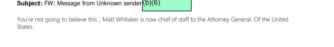 CarolLeonnig's tweet image. "You're not going to believe this... 
Matt Whitaker is now chief of staff to the Attorney General. 
Of the United States. " 
The FTC did a double take when they found out a paid adviser to a sham company who was ducking their subpoena had top DOJ job.  
  wapo.st/2FQU4HX?tid=ss…