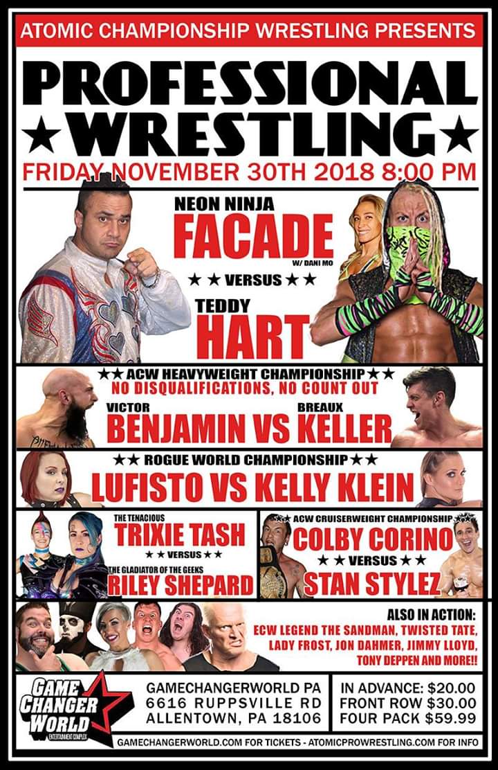 RefLarryPeace's tweet photo. Tonight! .@ACWProWrestling &amp; @RogueWomenWAR at Game Changer World 6616 Ruppsville, RD Allentown, PA Bell Time 8pm 

@LuFisto @TheRileyShepard @RealTwistedTate @1FACADE @TeddyHartIsBACK @Generation_Ace @TheSizzlingOne @BreauxKeller @RealLadyFrost @RealKellyKlein https://t.co/b836LNB7cV