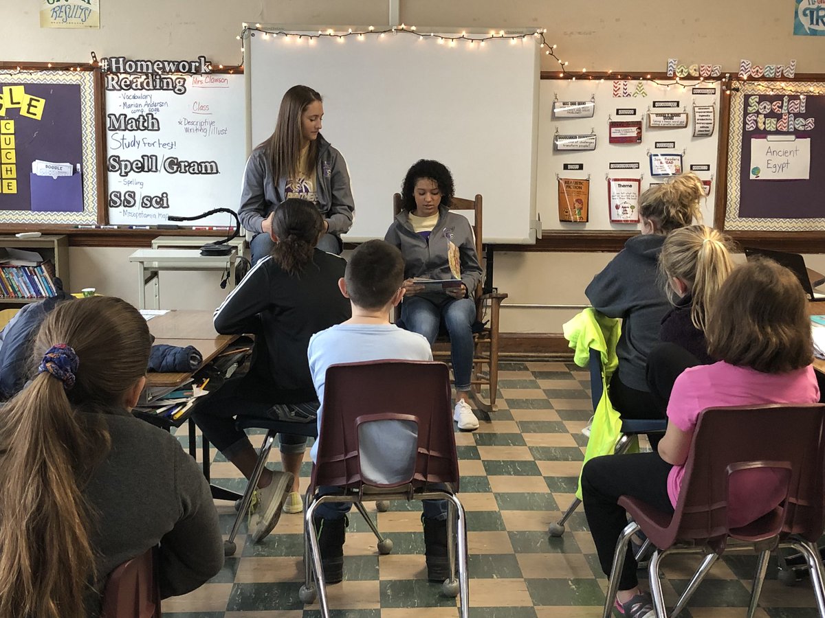 KathrynBachtel's tweet photo. A couple of the Lady Panther basketball players came to read to us. It was nice to have them back in the classroom where I taught them! #shineSES @SalisburyR4 https://t.co/j6jT6MlshY