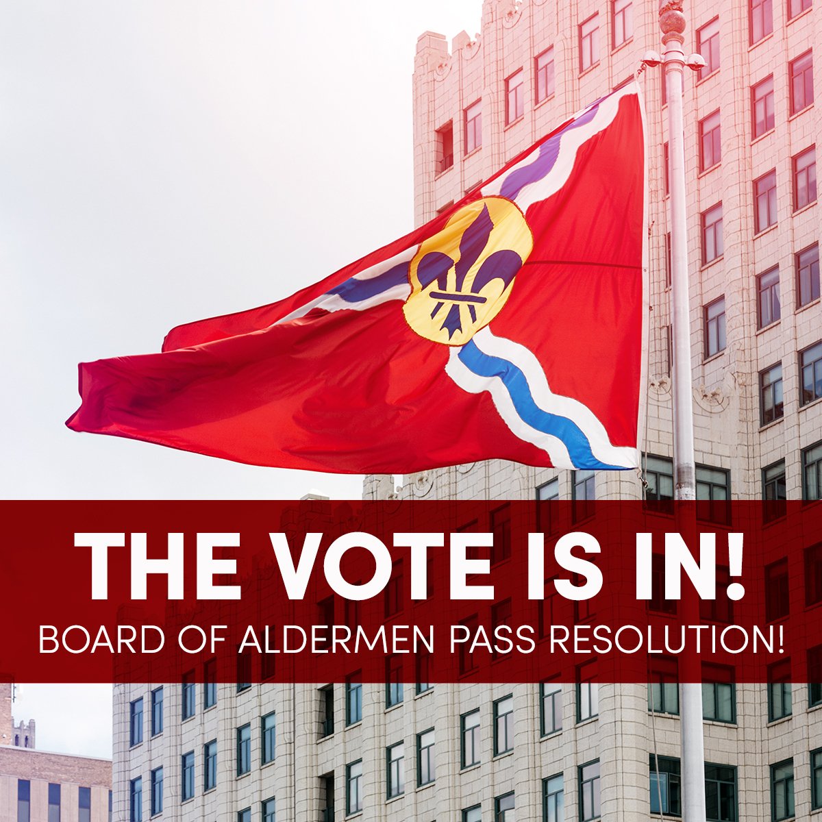 stlCITYsc's tweet photo. The vote is in, and the Board of Aldermen have passed the Resolution! This is a big win towards us showing @MLS we have support from the city on our stadium proposal. A huge thanks to @PresReed, the entire Board and all of you fans! #MLS4THELOU https://t.co/4m9iVptZYS