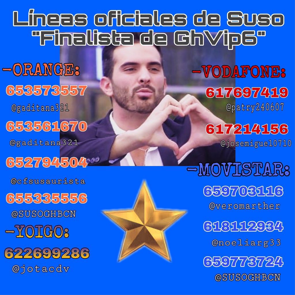 ❌Susistas, Auristas, Susauristas y resto de apoyos de <a href="/_SusoGH16_/">Suso GH16</a> ❌ 

Este es el cartel definitivo de líneas oficiales de cara a la final‼️ 

Con 5€ cada uno hacemos mucho, hay que llevar al niño lo más mejor posible🙏🏼