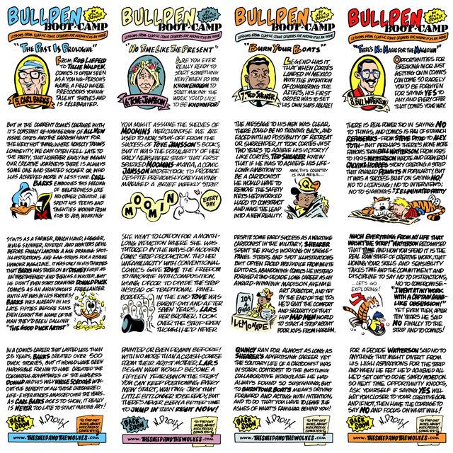 nickprolix's tweet photo. I managed to hit a fortnightly deadline over 24 weeks and now you can read all 12 #BullpenBootcamp strips over on @brokenfrontier. The full archive is available for your perusal at https://t.co/DHKy5UDgWt #creativity #inspiration #lessons #creativelife #indie #smallpress #gamedev https://t.co/OInJV8DeG7