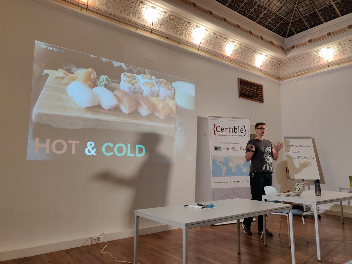 rageorgiev's tweet image. Getting some tasty development pattern examples from @meeroslav at @vuejsvienna  🍣🥞🍳