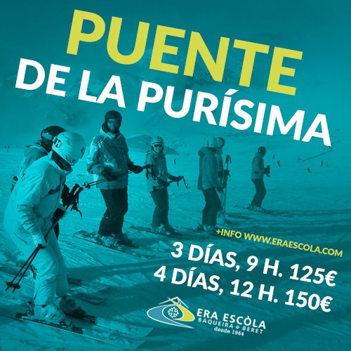 eraescola's tweet photo. Disfruta y aprende esquí, en el puente de la Purísima con Era Escòla https://t.co/4YzbN2mfqf #siguenoslapista https://t.co/rOdEZhOVkJ