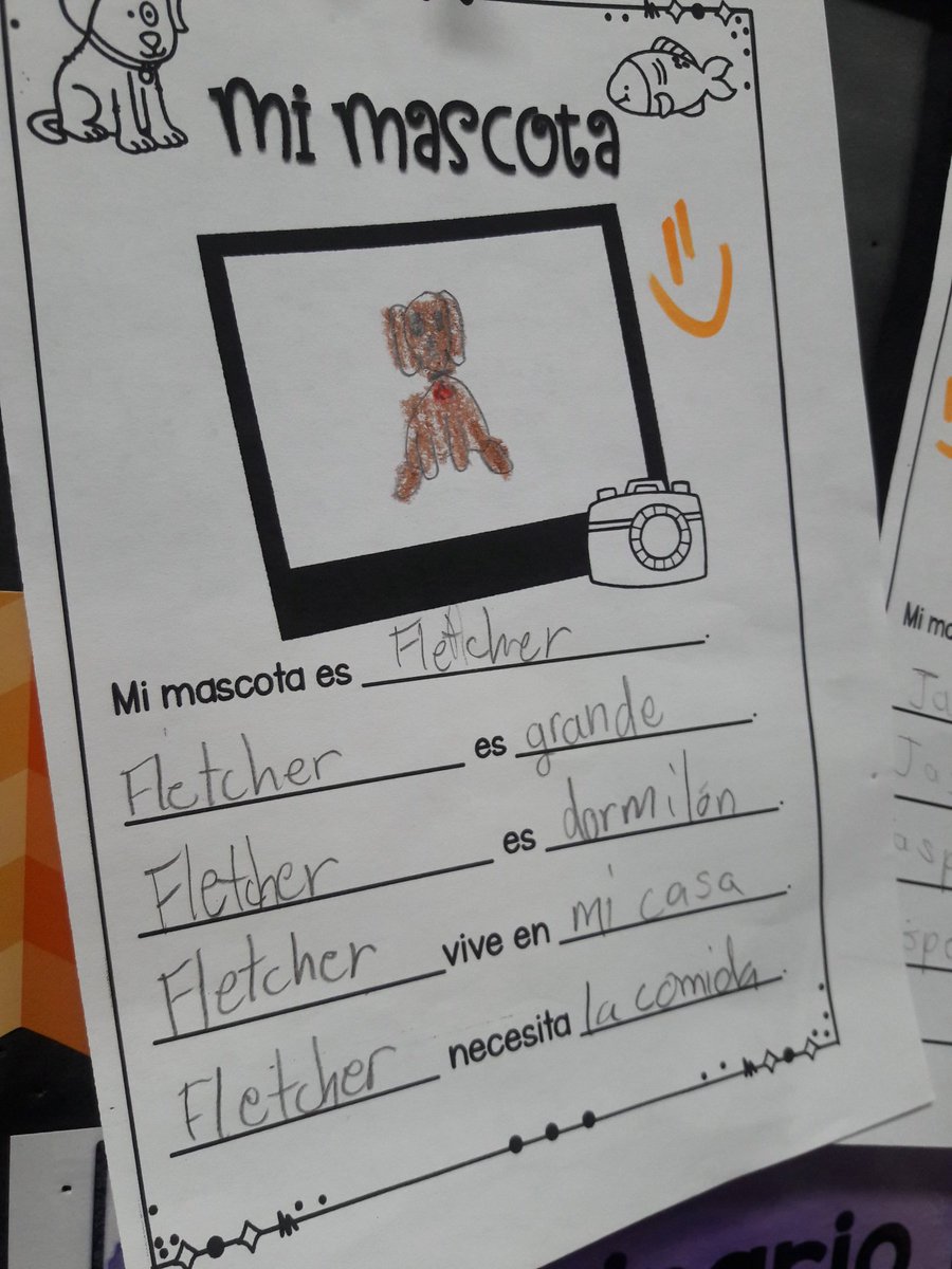 WPS_Spanish's tweet photo. We are creating sentences to describe our pets ❤. ¿Tu perro duerme en tu cama?  @woodlandschool https://t.co/fTtKAKhmcI
