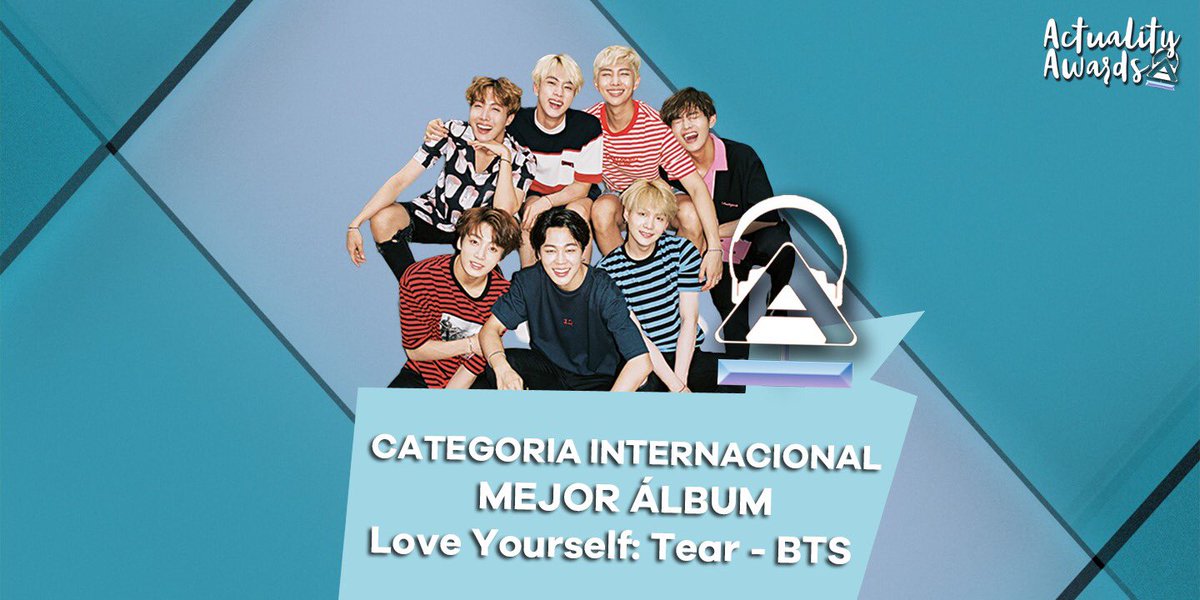ActualityFM_es's tweet photo. 🏆 El ganador a Mejor Álbum Internacional es... el grupo @BTS_twt con Love Yourself: Tear 💿😁
#ActualityAwards18 https://t.co/k2MVNeVzpX