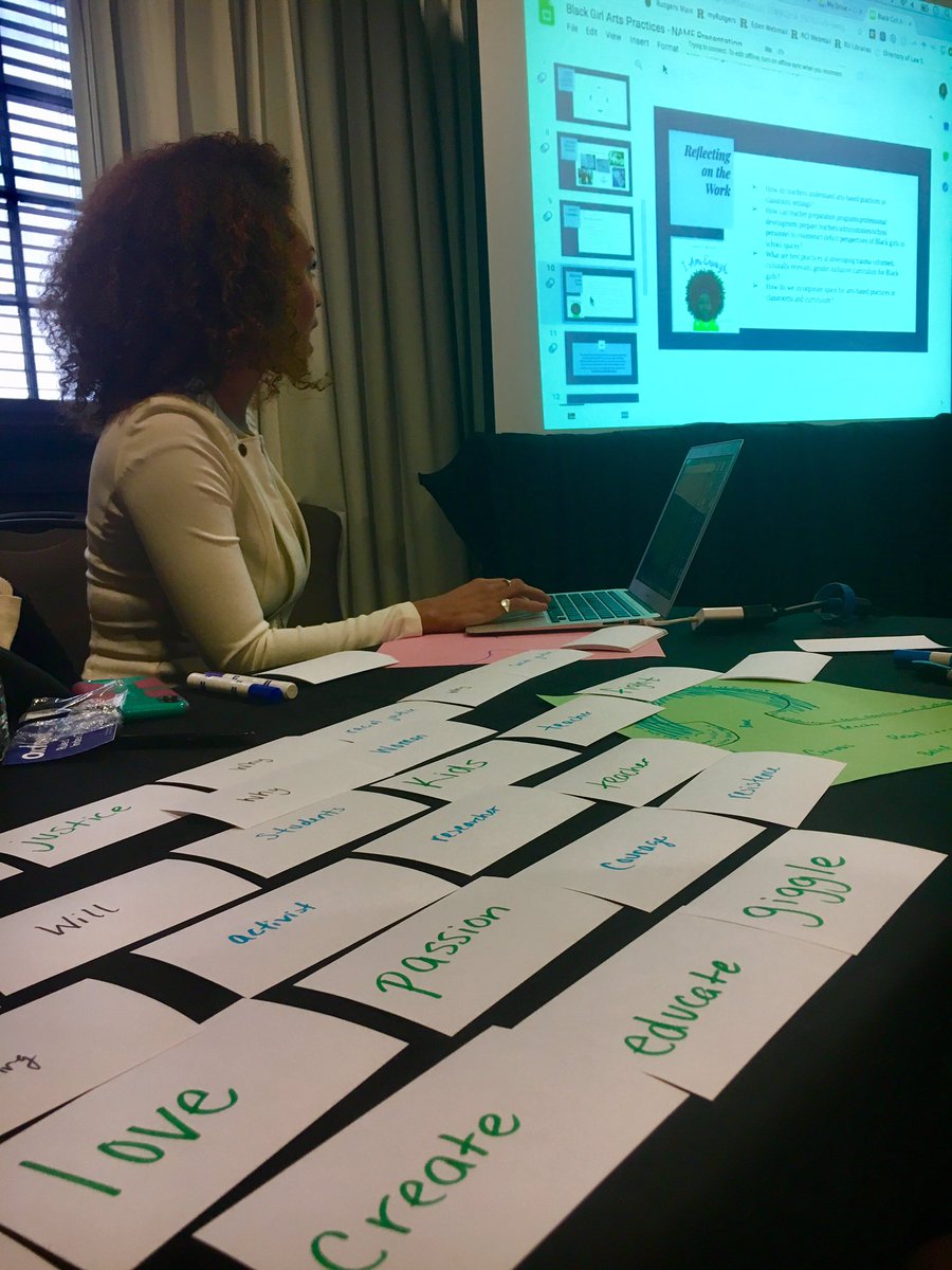 jburris8's tweet image. Amazing presentation by THE @_cierrajade_ about using the arts to bring out the strengths of adolescent   Black girls at the @NAME_AdvanceMCE Conference #NAME2018