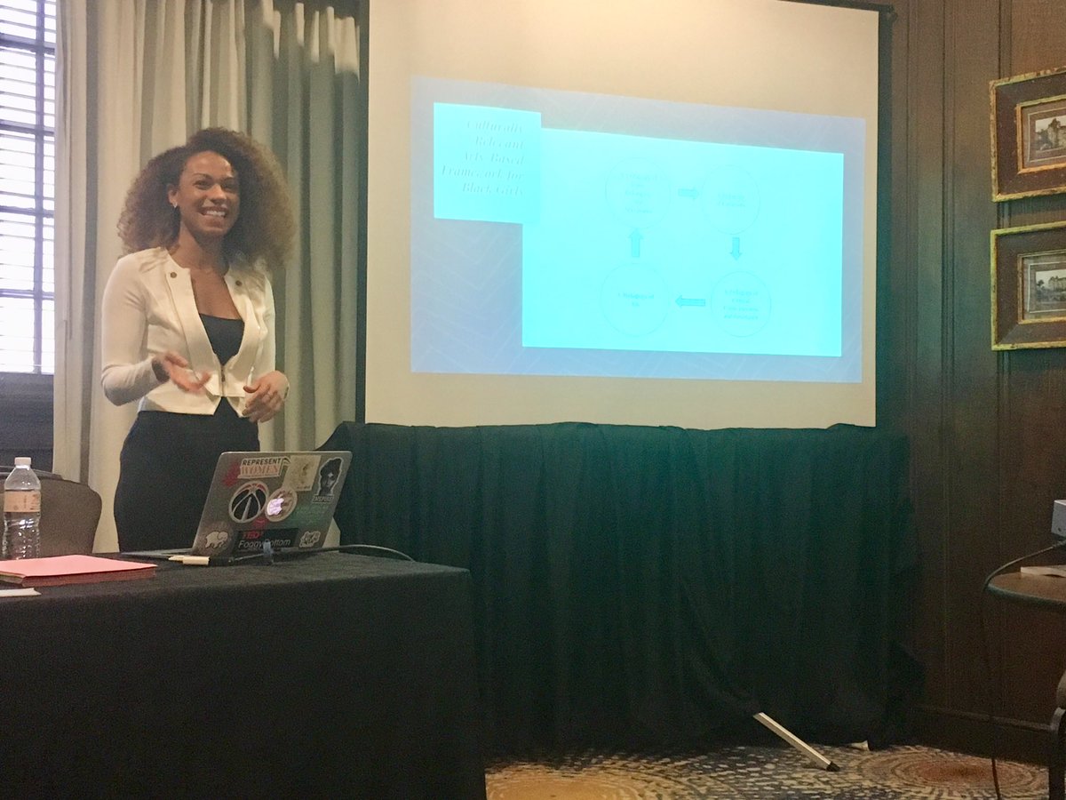 jburris8's tweet image. Amazing presentation by THE @_cierrajade_ about using the arts to bring out the strengths of adolescent   Black girls at the @NAME_AdvanceMCE Conference #NAME2018