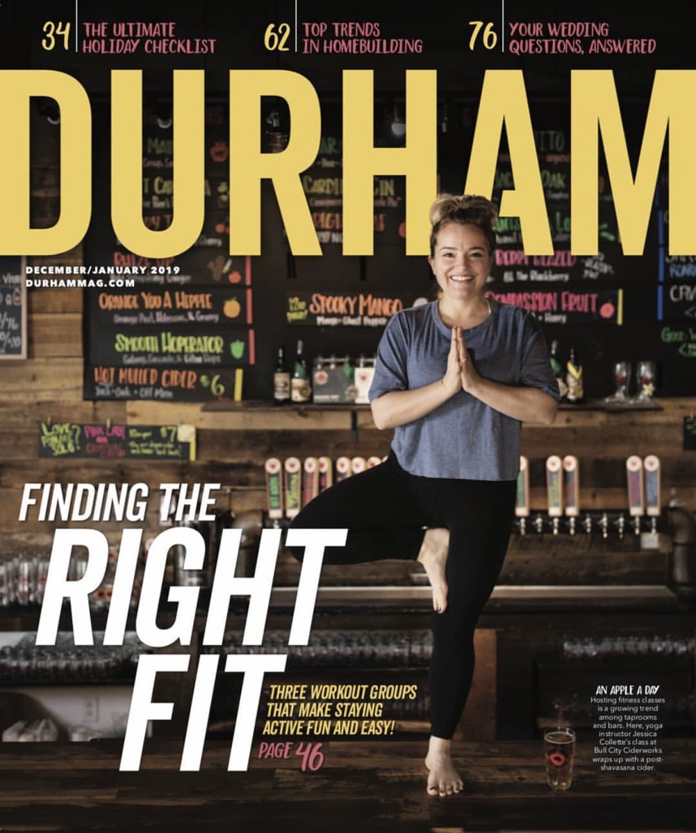 L👀K at this beautiful cover 😍 Shout out to the amazing @lavitayoga for being the best instructor ever and to <a href="/durhammag/">Durham Magazine</a> for letting us take part! We will be celebrating with Spruce Bringsteen cider🌲