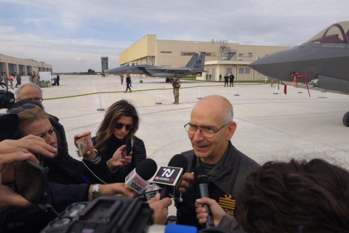 ItalianAirForce's tweet photo. "An important day for Italian Air force: first in Europe to achieve F-35 Initial Operational Capability" The words of the Chief of Air Force, General Alberto Rosso, in occasion of the 4th Flying Course of the Tactical Leadeship Programme at #32Wing #Amendola @theF35 https://t.co/9pTkyRBD3Y
