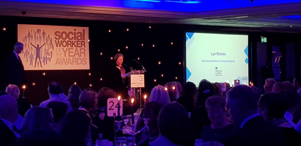 LeeChapman55's tweet photo. @LynRomeo_CSW emphasising the crucial role #socialwork plays in our #Communities speaking at #swa2018 Social Work of the Year awards @ShropCouncil https://t.co/Q5LX2OBGcE