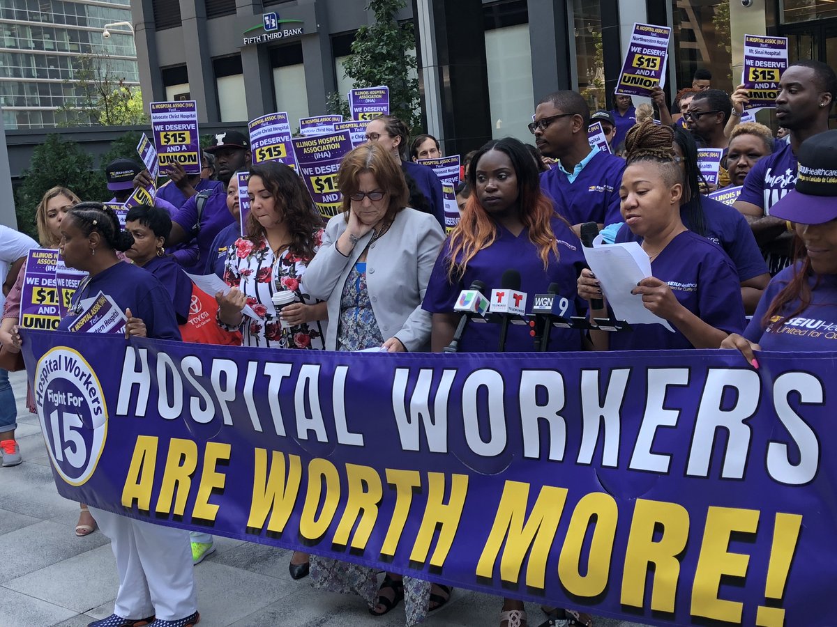 SEIU Healthcare Illinois to Advocate Aurora Health: Hospital Workers Can’t Wait Years for a Living Wage! Advocate Has the Money to Pay Hospital Workers $15 an Hour Starting Now! See our statement: bit.ly/2zwywLa #HospitalWorkersRising #Twill #Union