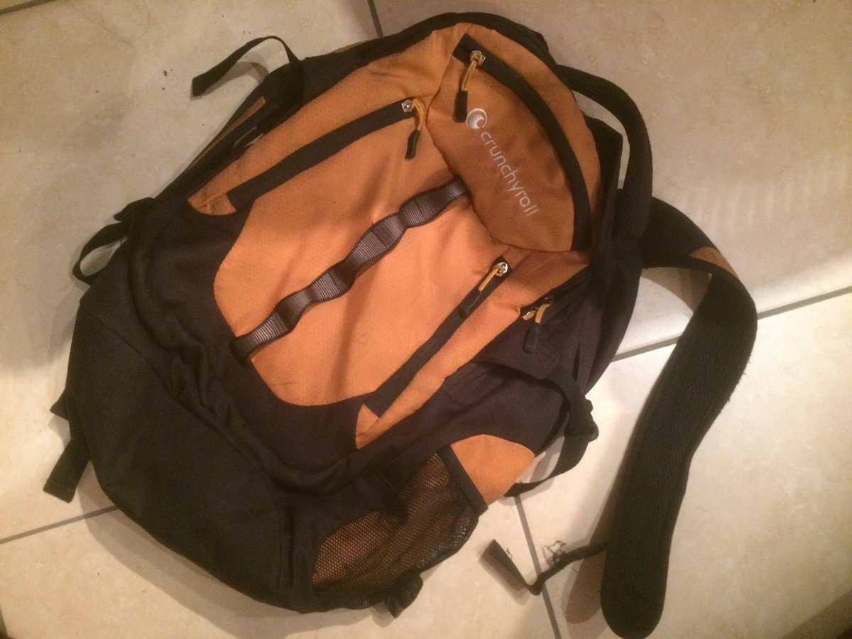 feldoh10's tweet photo. 2nd December 2013 I got a @Crunchyroll mystery backpack. After almost 5 years of heavy use all over the world it has broken :( best bag I’ve ever had. https://t.co/TIEH0fQVRK