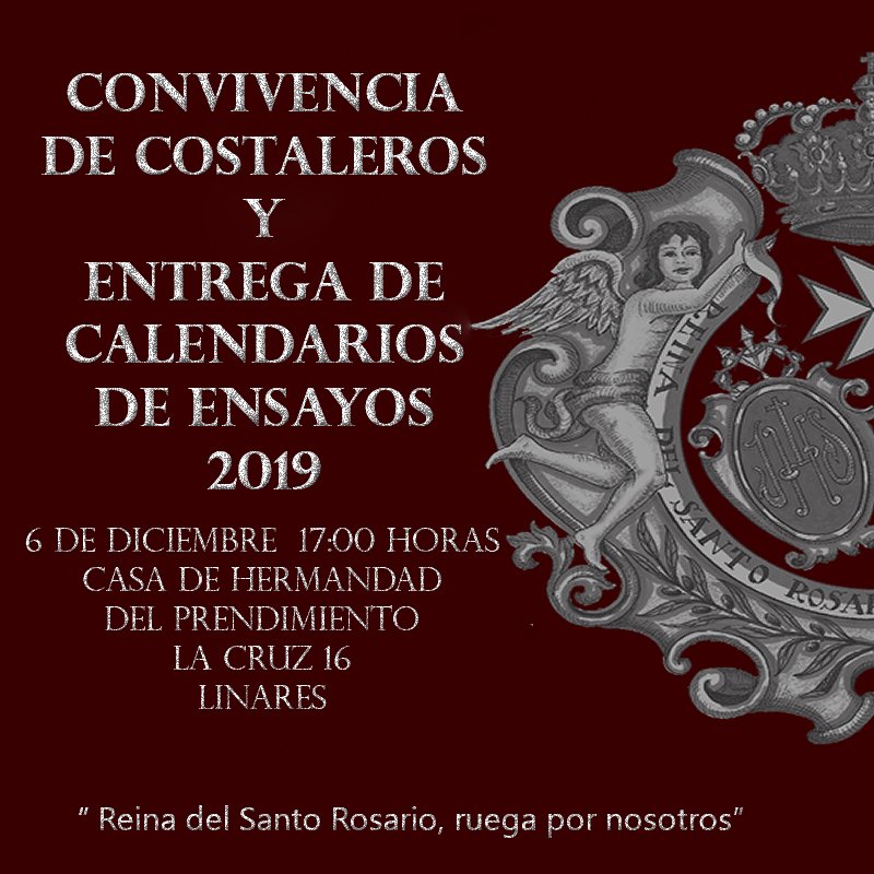 Convivencia de Costaleros y Entrega de Calendarios prendimientorosario.com/index.php/2018… #hermandadprendimientolinares