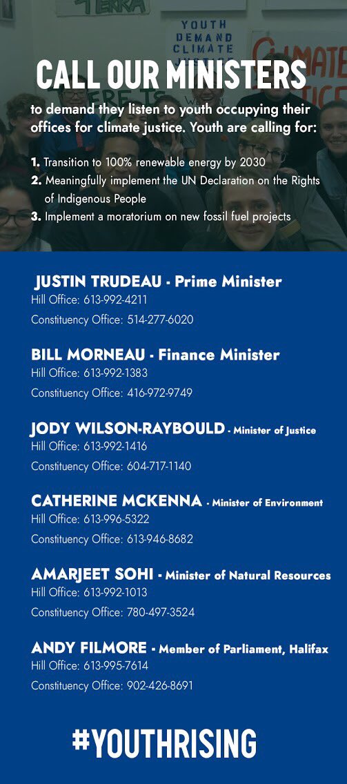 Call these MPs and ask that these demands be read aloud in the House of Commons! #youthrising #cdnpoli #hoc