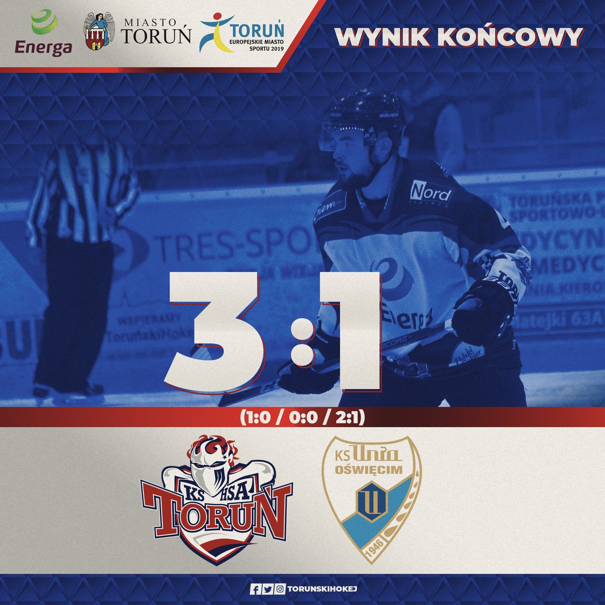 torunskihokej's tweet photo. Bramki #russiantrio poprowadziły nas do wygranej nad @UniaOswiecim 3⃣:1⃣
Korchokha🇷🇺 / Garshin🇷🇺 / Orekhin🇷🇺
#sprzedajemyemocje #hokejPL #polskahokejliga https://t.co/Aed0612IbF