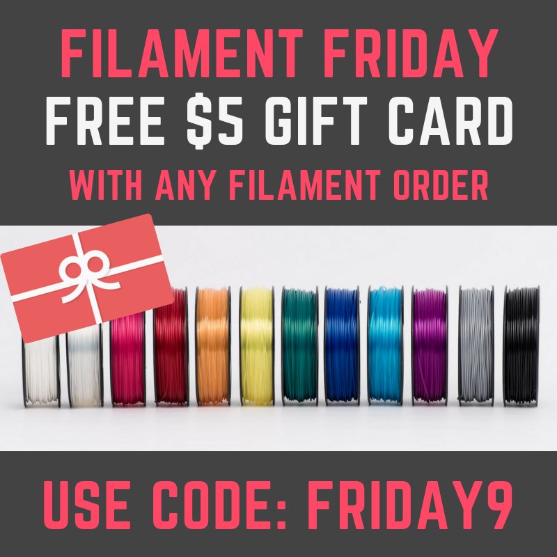 It's Filament Friday time! 🎉🎉🎉 Get a free $5 gift card with any filament order today only. Includes individual spools, bundled collections, and all Cyber Week sale filament: store.printm3d.com/collections/fi… #3dprinting #3dink #filament #filamentfriday #M3D #M3Dfriday