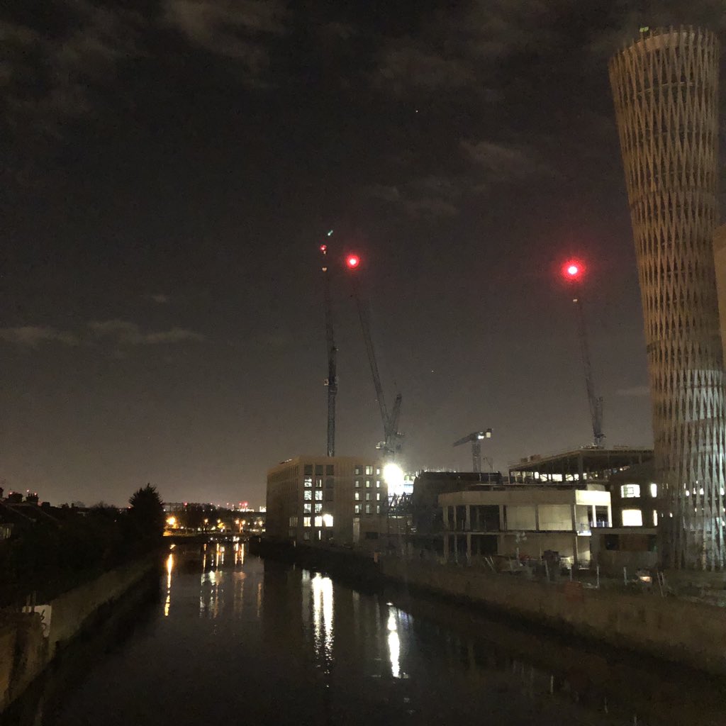 sugarhseisland's tweet photo. Some winter evenings can be so #beautiful. 
#danesyard is going to be a great place to work and hang out by the #canal. Not long now - ready next year! #lovethelea https://t.co/lqa0XvEB1F