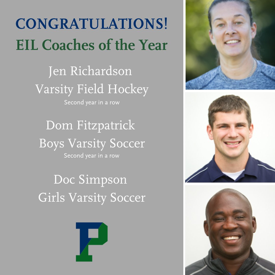 pingreesports's tweet image. Kudos to Jen, Dom, and Doc, all named EIL Coaches of the Year in the fall season! #pingreepride #gohighlanders #pingreesports