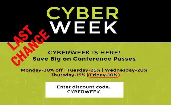 TheNewIntell's tweet photo. #CyberWeek discounts &amp; early bird rates expire today - Enter code, CYBERWEEK &amp; register for #TheNewIntelligence @FOW_Expo, @AIOpsExpo &amp; @AINetworking  https://t.co/nwBF7Rsu3L

#AI #ArtificialIntelligence #MachineLearning #FutureofWork #AIOps #AInetworking #marketing #ITOps #CX https://t.co/UzJKjIsuni