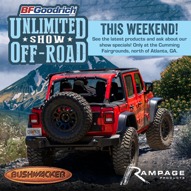 This weekend only: We’ll be in #Atlanta at the Cumming Fairgrounds for the Winter Wonderland <a href="/UORShow/">Unlimited Off-Road Show</a> Fun for the whole family, a chance to win Rampage Products™, and show specials on holiday gifts!
_______
.
.
.
.
.
#RampageProducts #HowDoYouRampage #OffRoad #OffRoading
