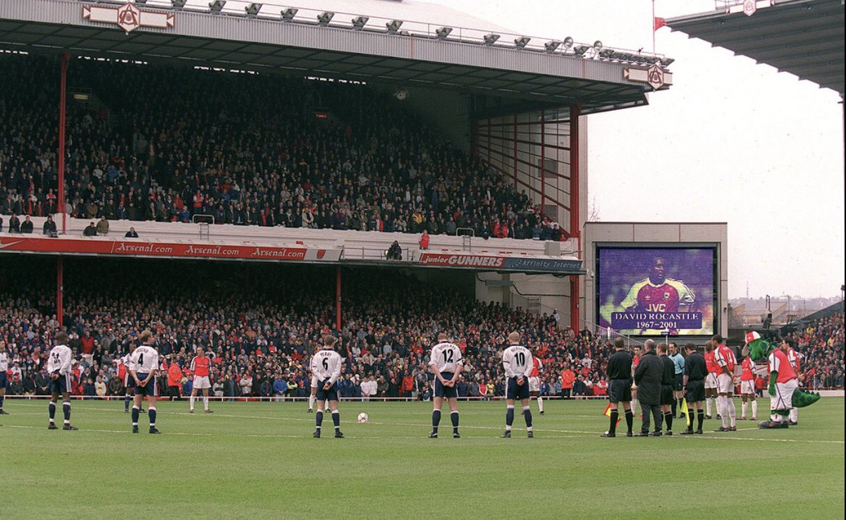 The minutes silence for Rocky impeccably observed by Arsenal and Tottenham fans at Highbury will always be one of my greatest North London Derby Moments . #afc #arsenal #Rocky #Rocastle