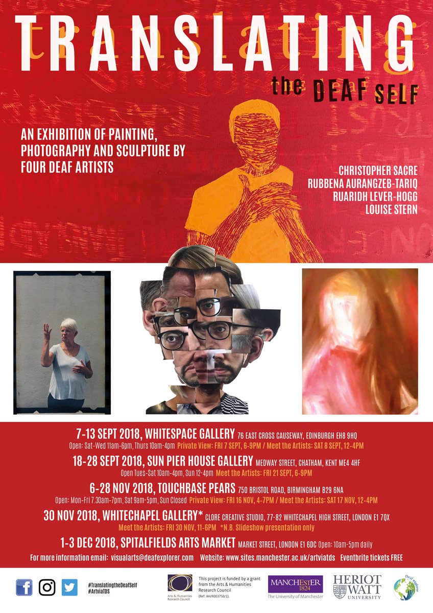 Last chance to see the artworks by #deafartists #London @spitalfieldsE1 #ArtviaTDS @ahrcpress@Trans_Cultures @HeriotWattBSL @HW_CTISS @UoMSORD #translatingthedeafself