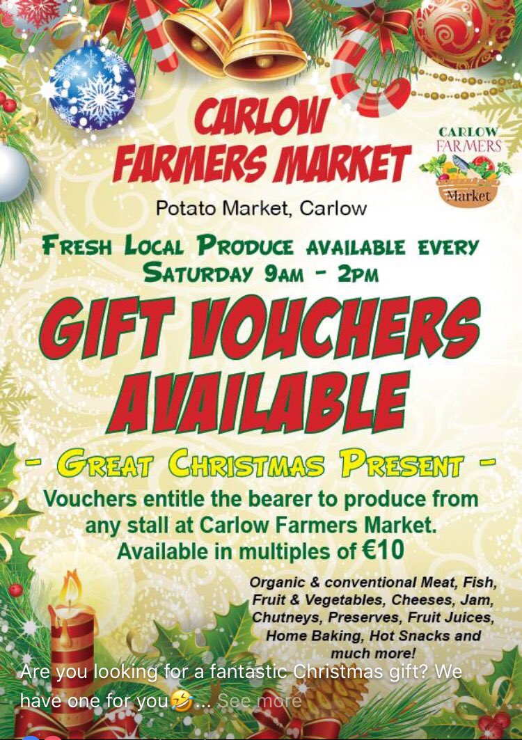 Great Local Produce @carlowfarm this Christmas, see you tomorrow 9am-2pm @carlowtourism @LoveCarlow @Carlow_Co_Co @thebigred1974 @TheSoulofCrete @CarlowChristmas @MarketsAlive #shoplocal #Carlow #localmarkets