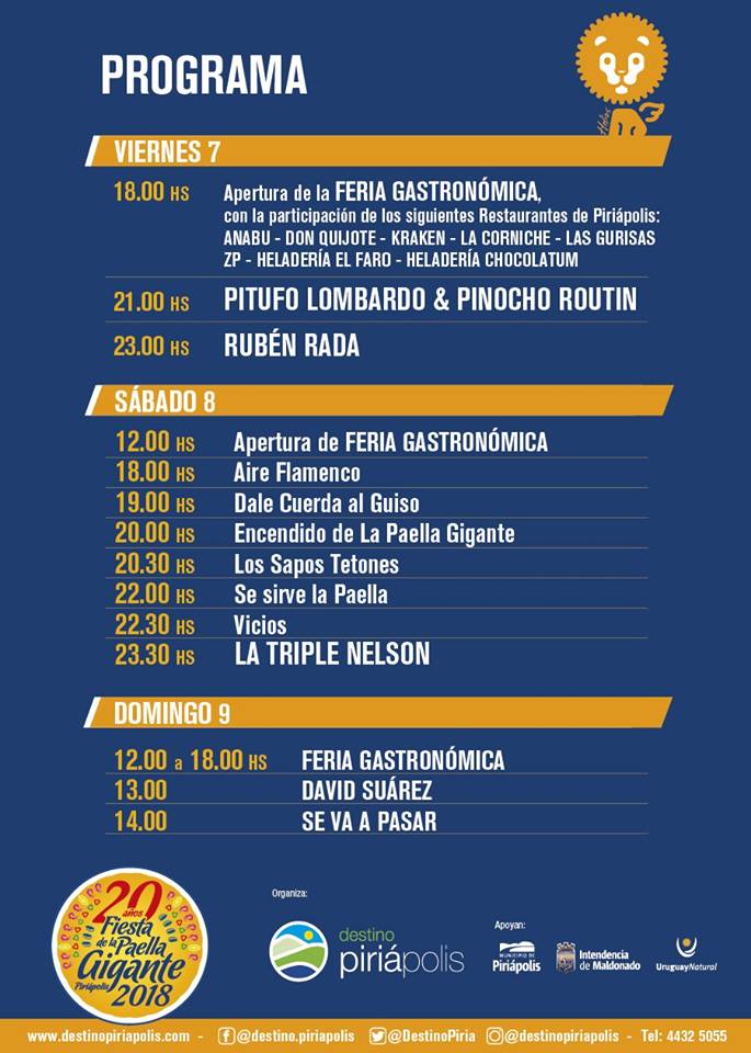 20ª Paella Gigante de Piriápolis: Programa con grilla confirmada para los tres días. 7, 8 y 9 de diciembre - Puerto de Piriápolis semanariolaprensa.com/20a-paella-gig…