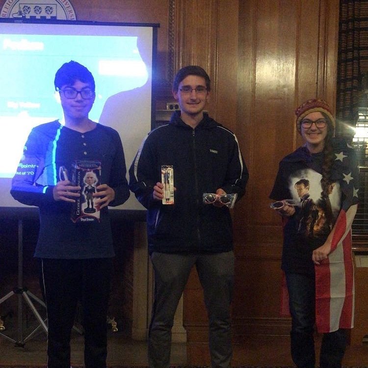 FDU_CRs's tweet photo. Congrats to our first, second and third place winners of Presidential Trivia! https://t.co/rJlgpbXc0E