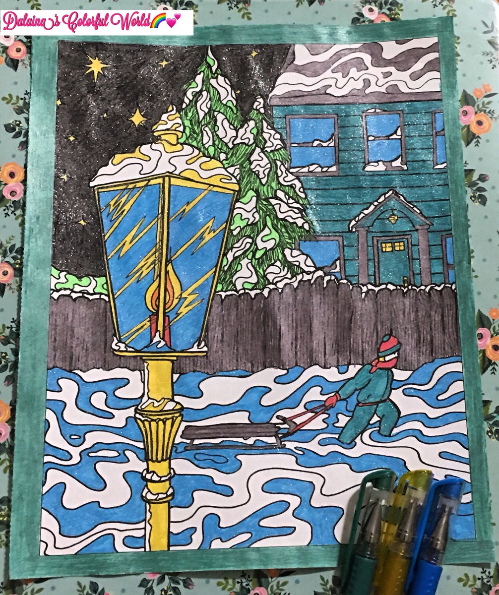bonbonsandbooks's tweet image. Snowy night!! This took me a few hrs! Perfect way to spend a snowy❄️ day! Right?! #Glittergelpens by @coloritcom ! #CurrentProject from #Zendoodles the book is #WinterWonders using #glittergelpens ! #adultcoloring #myhobbies #dalainascolorfulworld 🌈💕